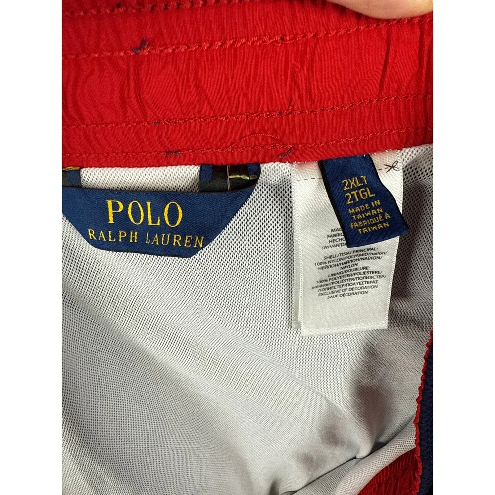 Polo Ralph Lauren Men's 2XLT‎ Tall Swim Trunks Shorts Blue Red Pony Logo Lined